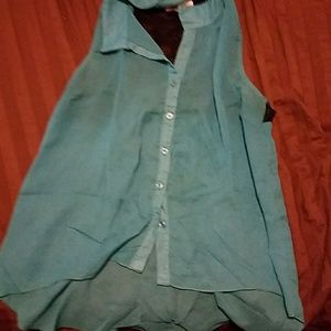Teal chiffon top